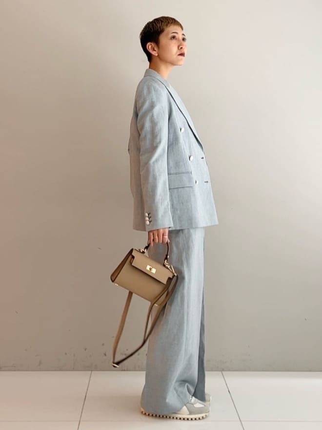 OCHIAIさんの「DRESSTERIOR｜【セットアップ可】リネンブレンドダブルブレストジャケット」を使ったコーディネート