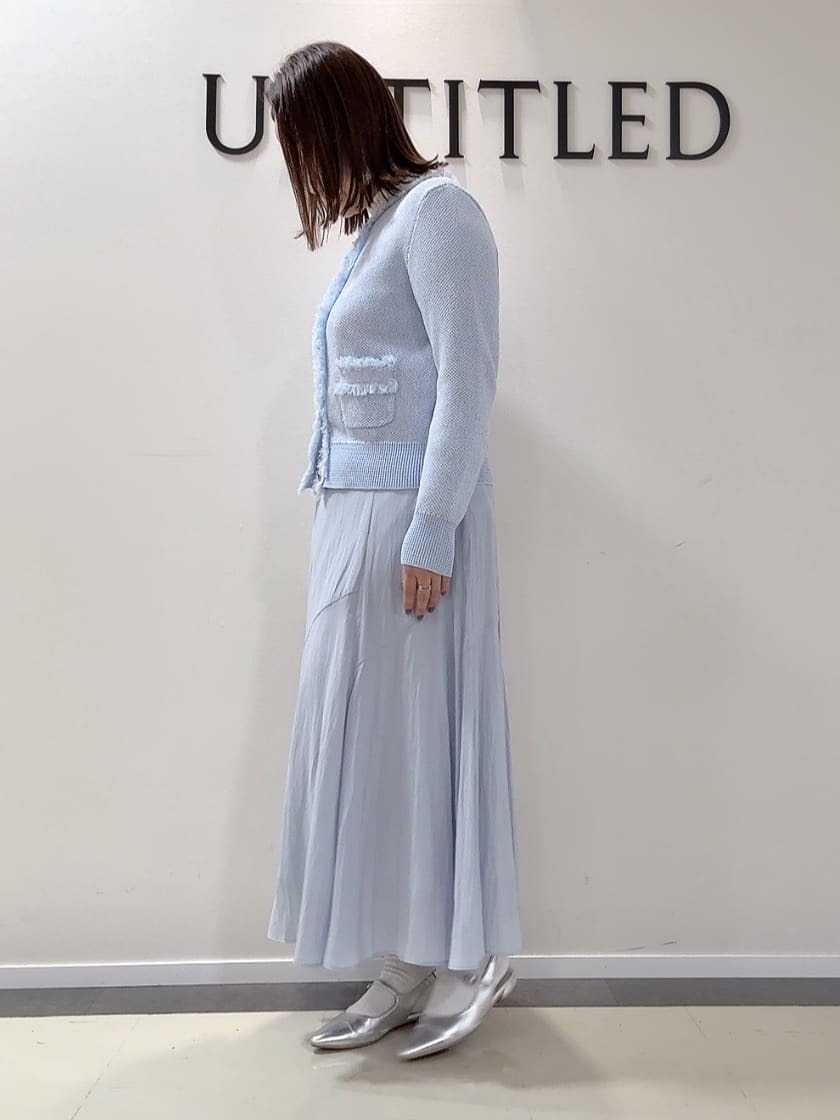 YUIさんの「UNTITLED｜【洗える/ジャケット風】ツイードニットカーディガン」を使ったコーディネート
