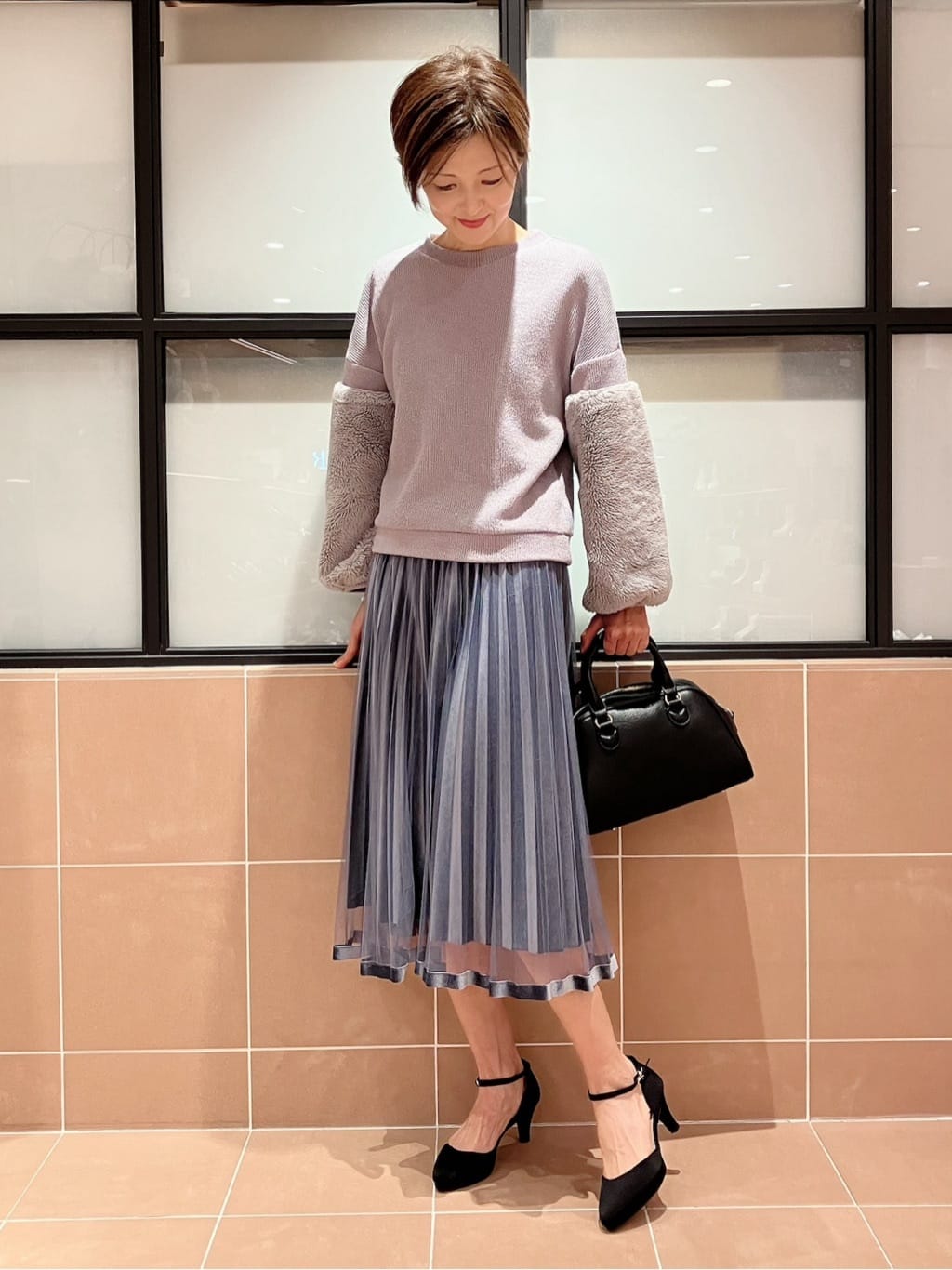Ｋさんの「ESPERANZA｜シボフェイクレザー2WAYボストンバッグ」を使ったコーディネート