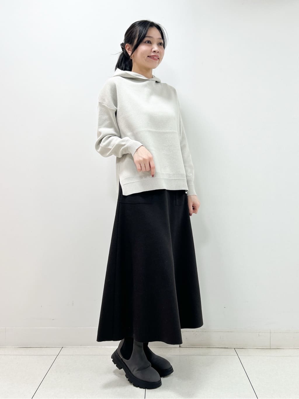 Kaiさんの「Dessin｜【洗える／体型カバー】ちょうどいいニットパーカ」を使ったコーディネート