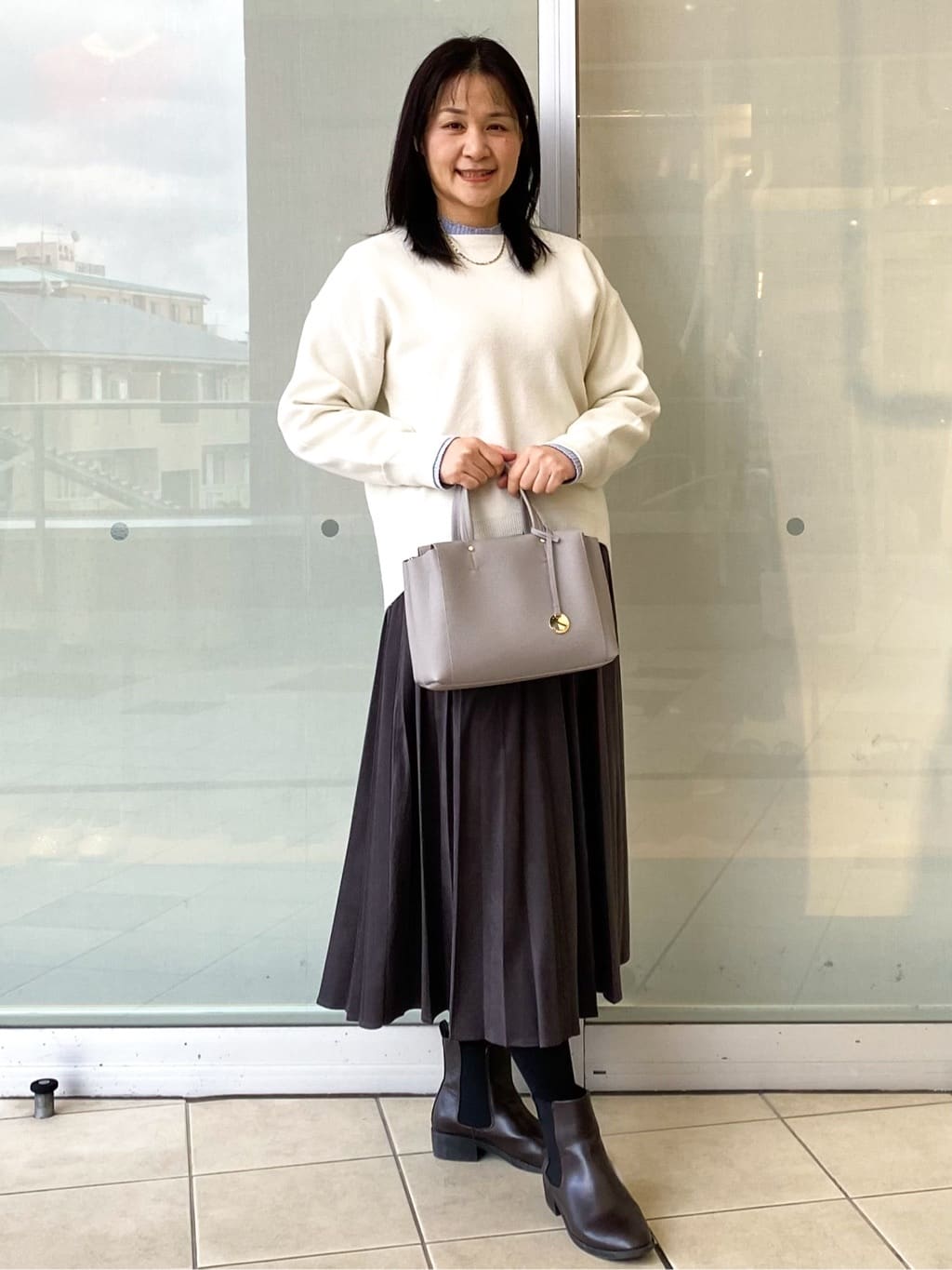 Jeanさんの「OPAQUE.CLIP｜サイド編地切替ニットトップス／セットアップ対応【洗濯機OK】」を使ったコーディネート