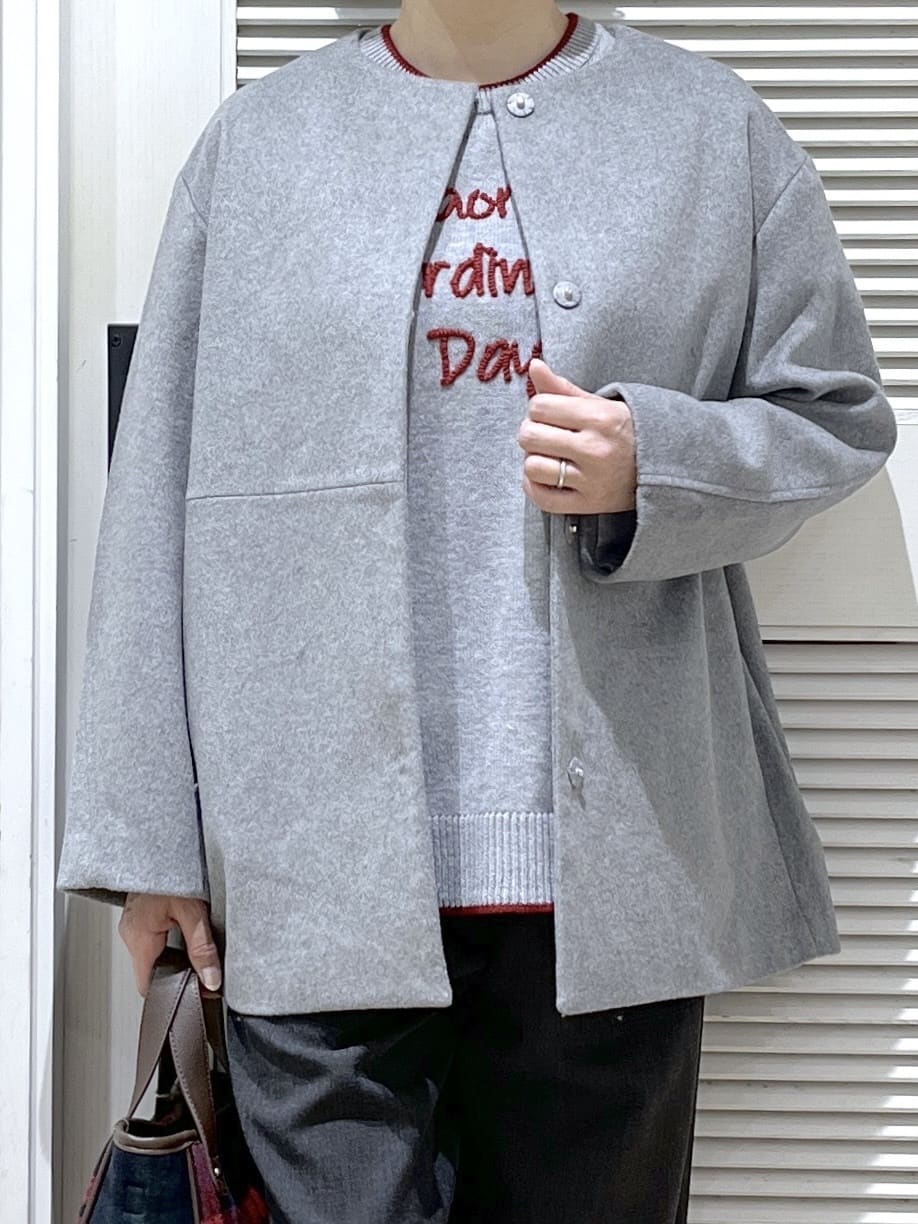 Miyazakiさんの「Dessin｜【洗える】ペイント風刺繍入り配色ラインニット」を使ったコーディネート
