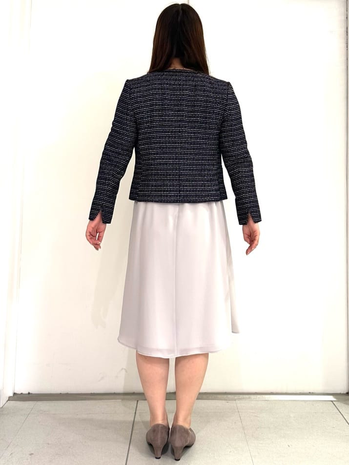 miさんの「Reflect｜【SS-4Lサイズ／フォーマル／セットアップ可】ツイードジャケット」を使ったコーディネート