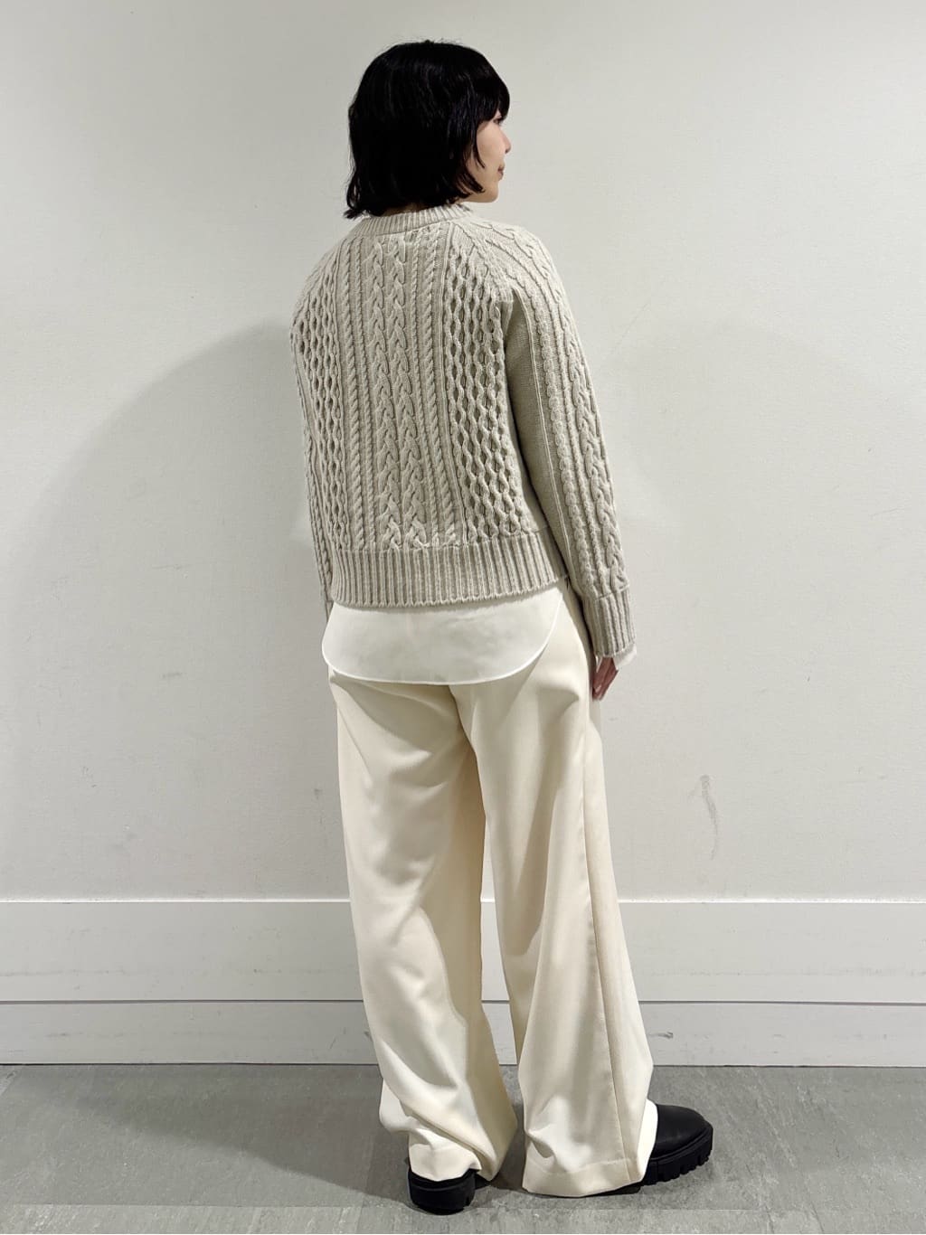 モエカさんの「UNTITLED｜【洗える】スポンディッシュ ケーブル柄ニット」を使ったコーディネート