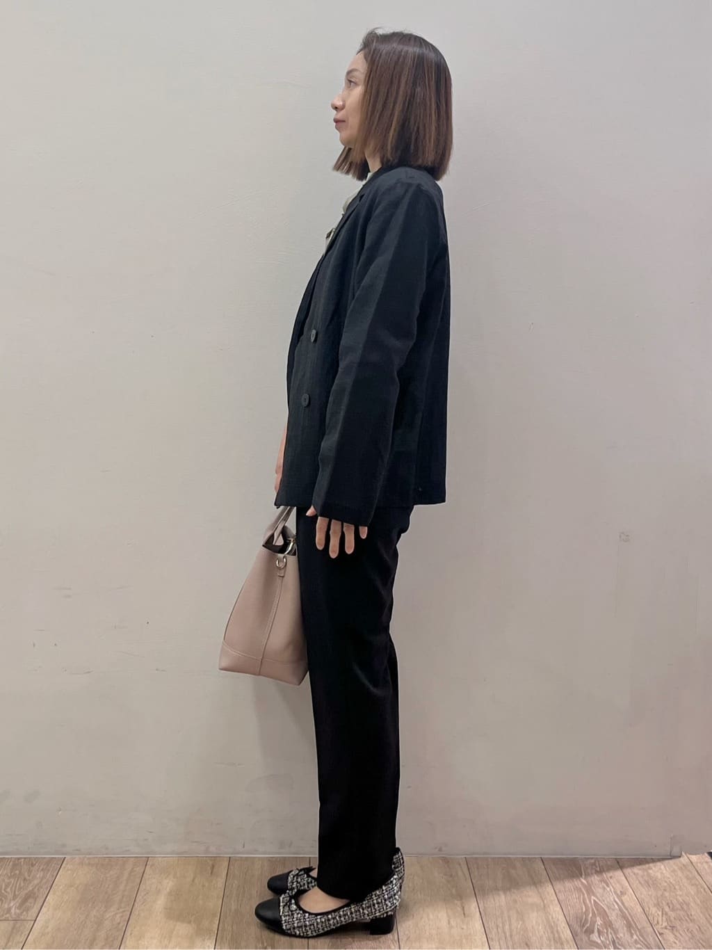kcさんの「OPAQUE.CLIP｜麻調シアーダブルブレストテーラードジャケット【洗濯機洗い可】」を使ったコーディネート