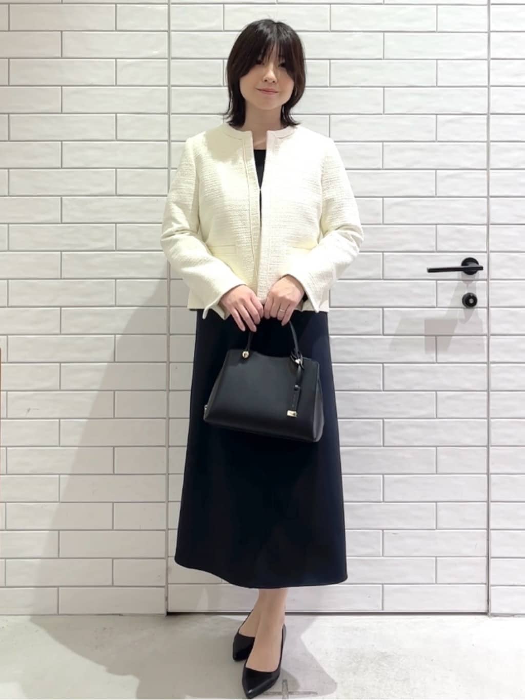 しおりさんの「OPAQUE.CLIP｜《通勤対応》 コットンツイードジャケット」を使ったコーディネート