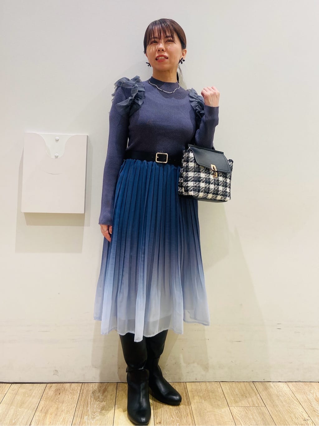 YUKOさんの「index｜《通勤／セットアップ対応》ノーカラーツイードジャケット【洗濯機OK】」を使ったコーディネート