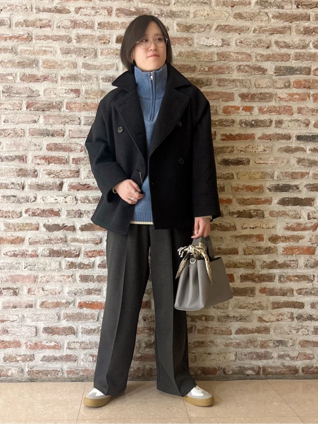 しばさんの「THE SHOP TK｜【洗える】ほど良くラフで女性らしい ハーフZIPニット」を使ったコーディネート