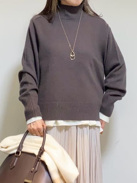 tomoさんの「UNTITLED｜【日本製／通勤／フォーマル】カシミヤ混ノーカラーコート」を使ったコーディネート
