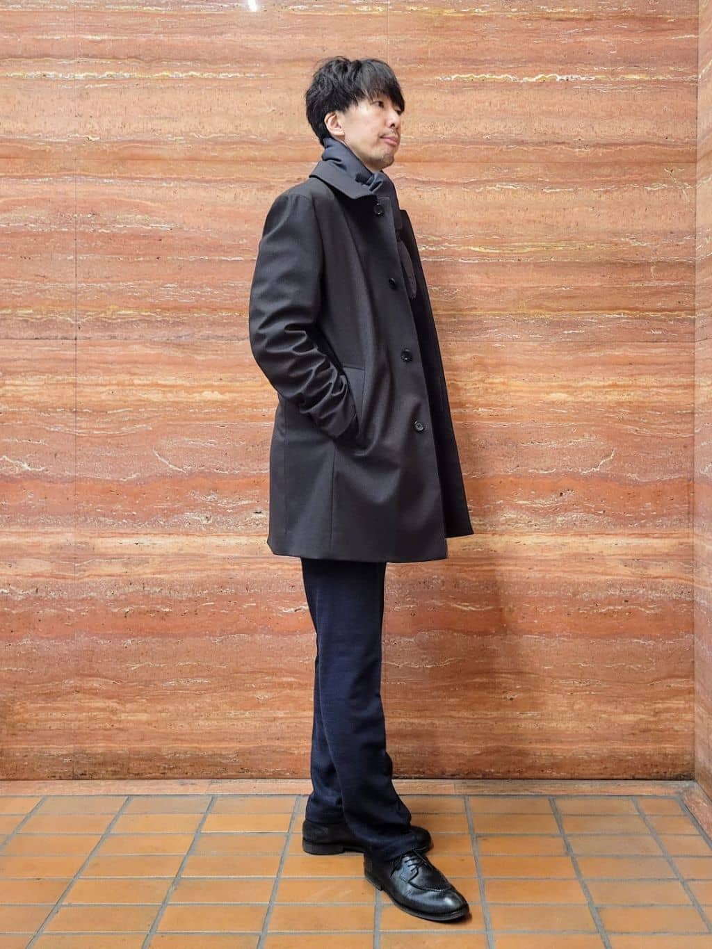 piroyaさんの「TAKEO KIKUCHI｜【ダウンライナー付き】メランジ ステンカラー コート」を使ったコーディネート