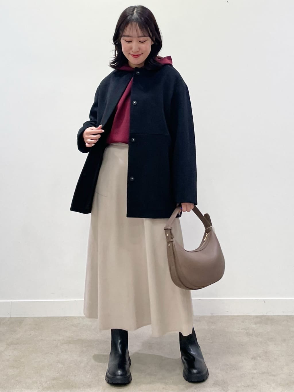 yukariさんの「Dessin｜ウール混クルーネックコート」を使ったコーディネート