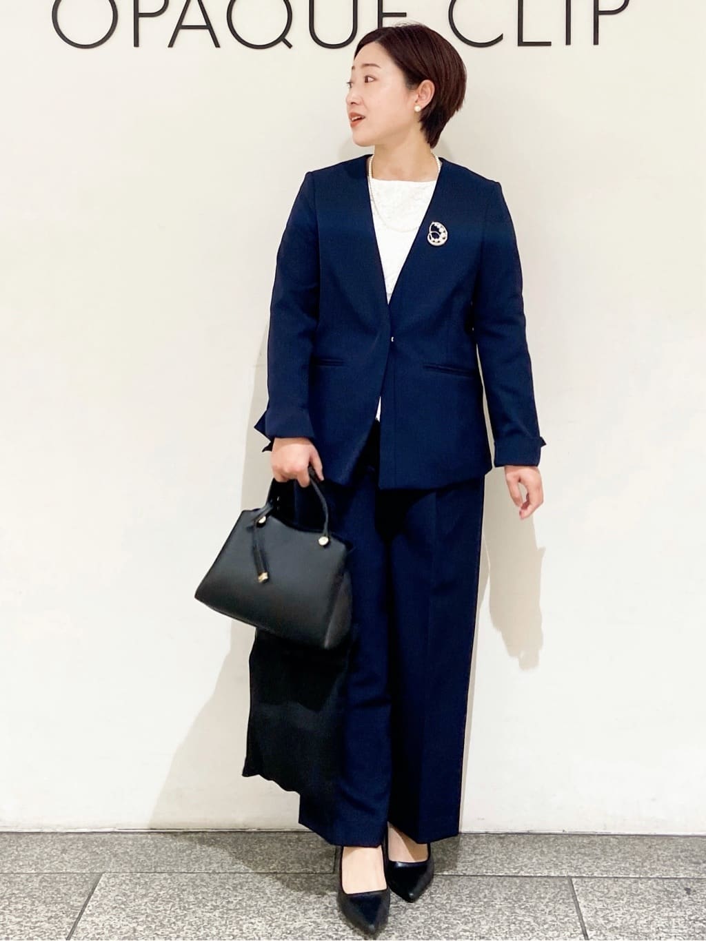 MIHOさんの「OPAQUE.CLIP｜《通勤／セットアップ対応》 Vネックジャケット／ダブルクロス【洗濯機OK】」を使ったコーディネート