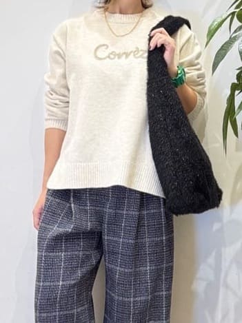 misakiさんの「SHOO･LA･RUE｜【あったか/S-LL】脚のラインをきれいに魅せる チェック柄ワイドパンツ」を使ったコーディネート