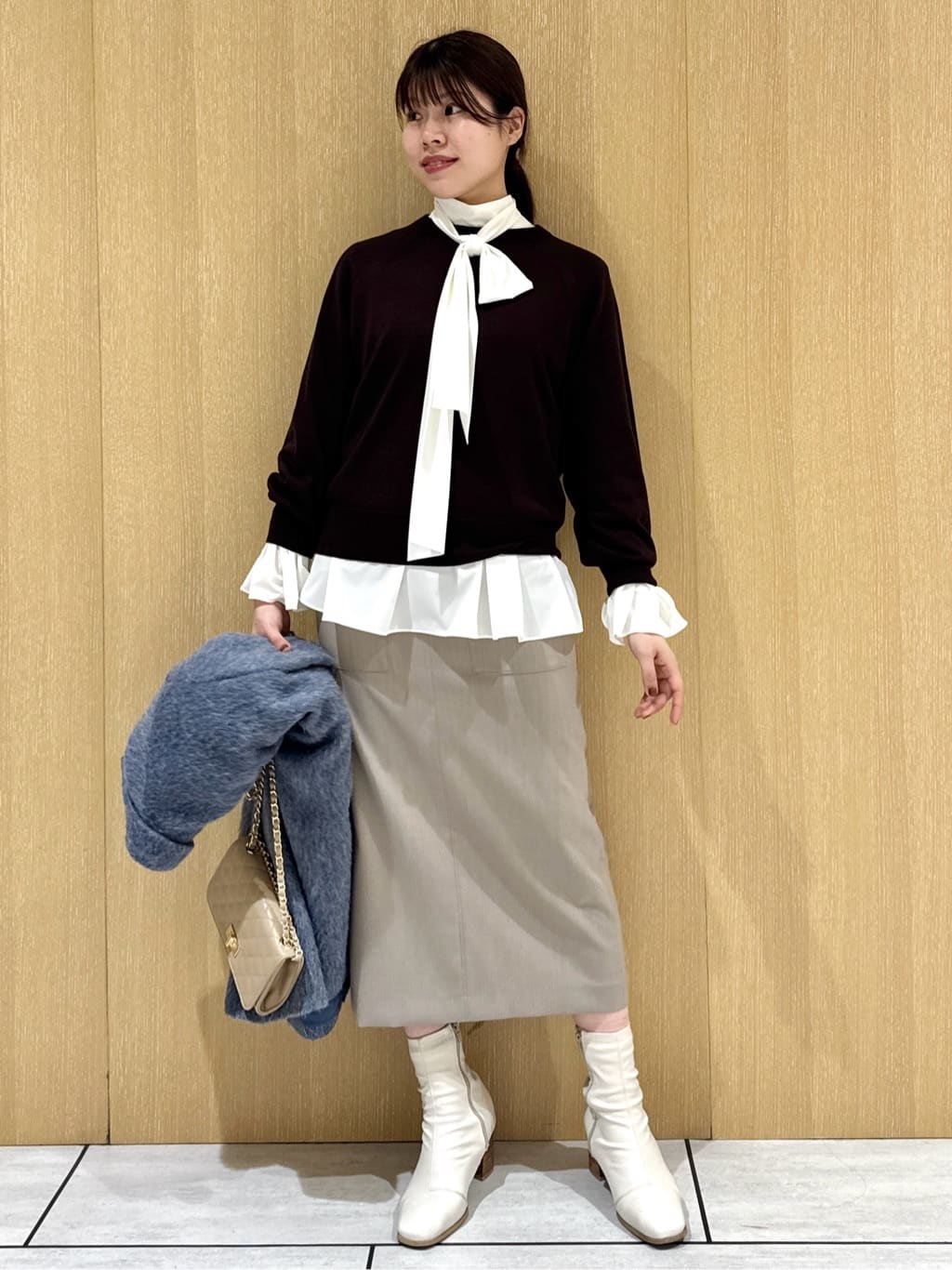 nanaさんの「UNTITLED｜【8色展開／コンパクト丈】レーヨン混 コクーンニット」を使ったコーディネート