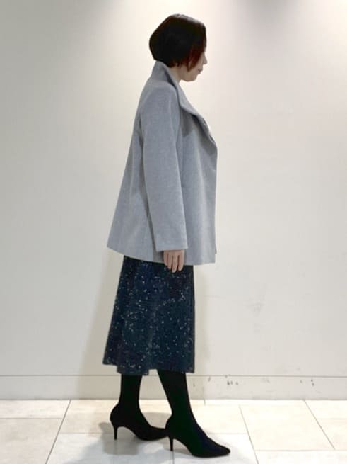 フミさんの「Reflect｜【SS-4Lサイズ／衿が顔に当たらない◎】スタンドネックミドルコート」を使ったコーディネート