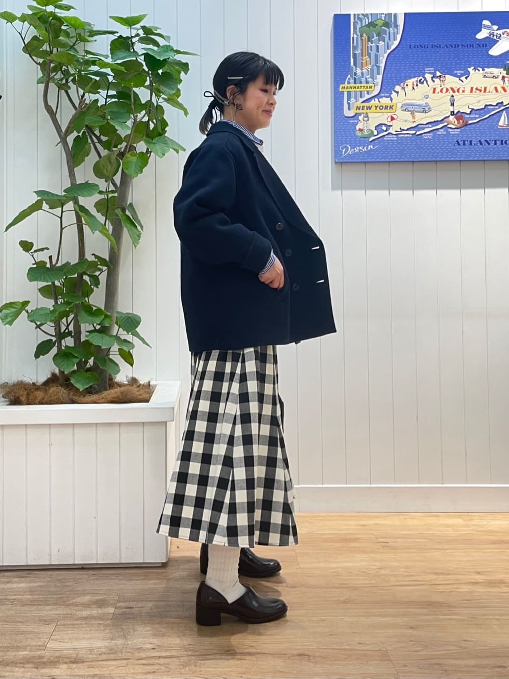 mikaさんの「Dessin｜【洗える】ウール混リバーメルトンコート」を使ったコーディネート