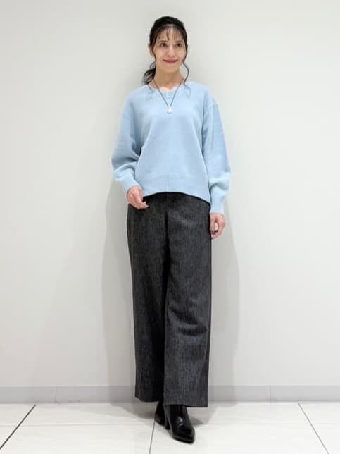 kayoさんの「INDIVI｜【褒められパンツ／ウール混】ウォームウール ワイドパンツ」を使ったコーディネート