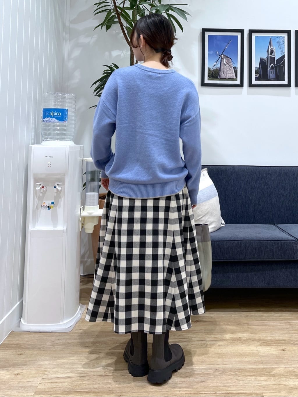 canaさんの「Dessin｜【洗える】ペイント風刺繍入り配色ラインニット」を使ったコーディネート