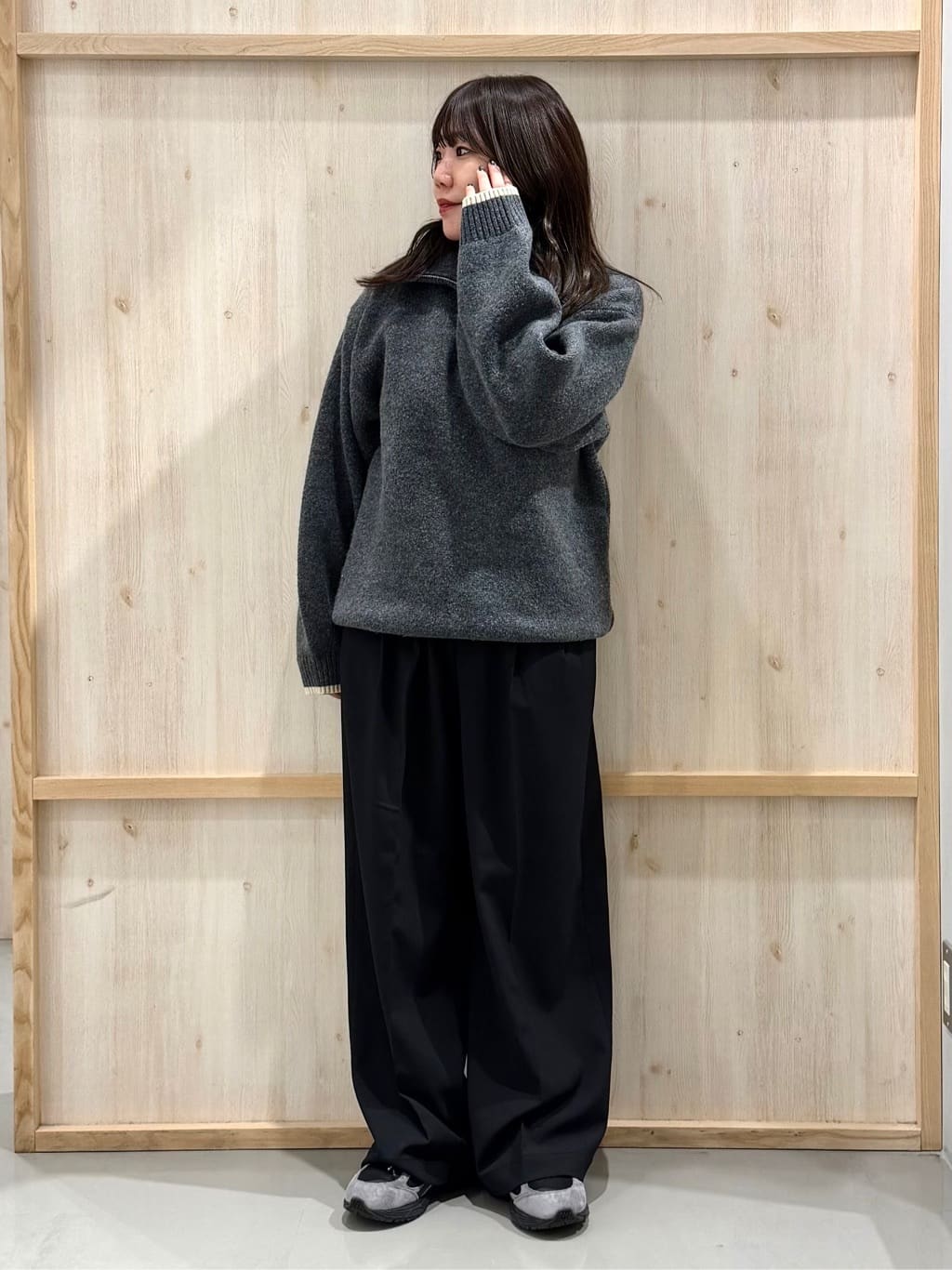 nanaさんの「THE SHOP TK｜【洗える】ほど良くラフで女性らしい ハーフZIPニット」を使ったコーディネート