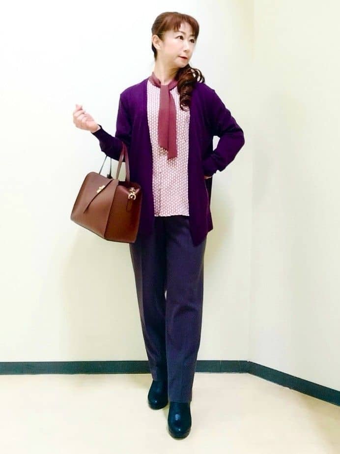 花さんの「Reflect｜【ちくちくしない／アンサンブル可／通勤におすすめ◎】オフボディ着流しカーディガン」を使ったコーディネート