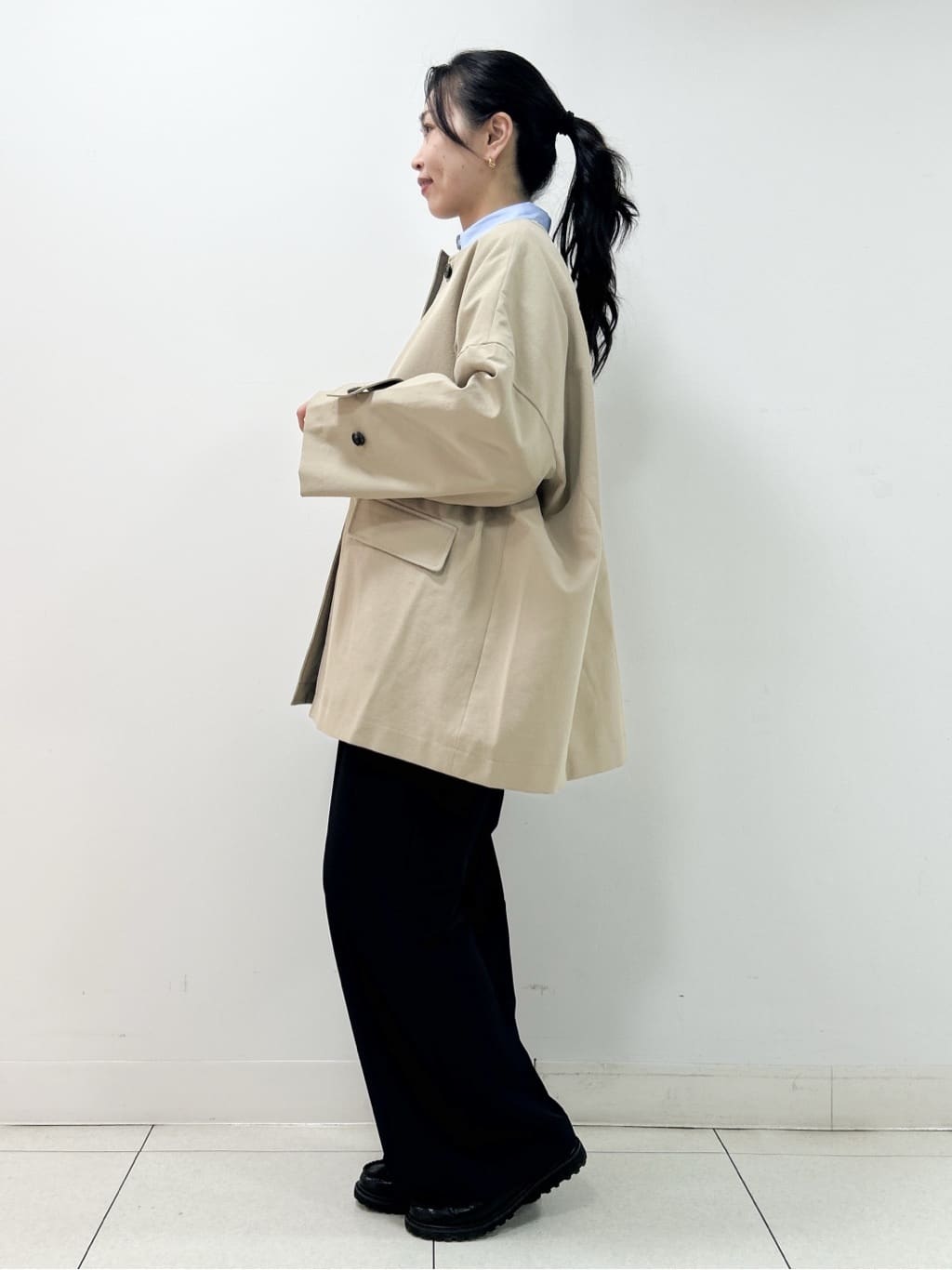 Kaiさんの「Dessin｜【花粉ガード/撥水加工/洗える】クルーネックスプリングコート」を使ったコーディネート