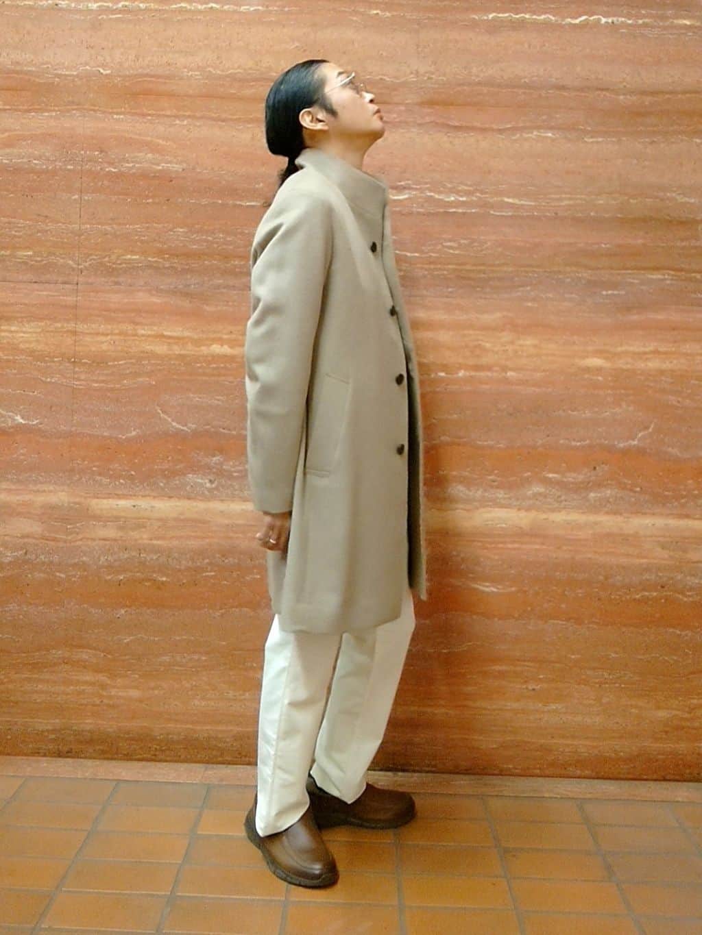 かしげるさんの「TAKEO KIKUCHI｜【ウールカシミヤブレンド】ビーバー調 スタンドカラー コート」を使ったコーディネート