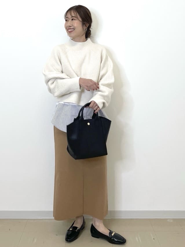 Akiさんの「OPAQUE.CLIP｜MIXミドルゲージショートあぜニット【洗濯機OK】」を使ったコーディネート