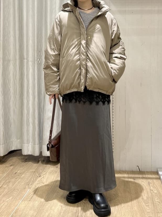 ga_riさんの「THE SHOP TK｜【ぎゅっとされているような暖かさ】撥水中綿ブルゾン」を使ったコーディネート