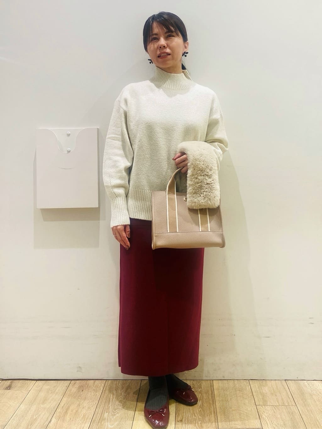 YUKOさんの「index｜選べる2丈 ハイネックカラーミックスラメニット【洗濯機OK】」を使ったコーディネート