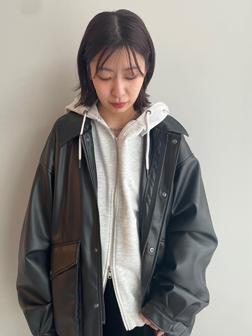 abeさんの「tk.TAKEO KIKUCHI｜シンセティックレザーフライトジャケット」を使ったコーディネート