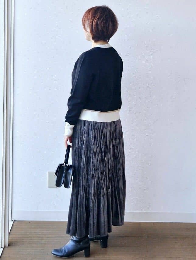 やじまさんの「UNTITLED｜【アンサンブル可/ジャケット風】ウールミラノリブカーディガン」を使ったコーディネート