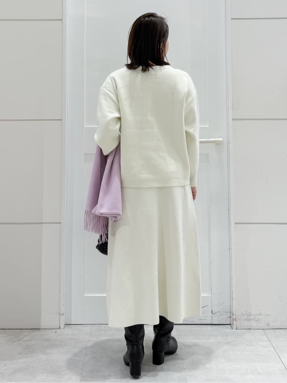 yuka.aさんの「OPAQUE.CLIP｜サイド編地切替ニットトップス／セットアップ対応【洗濯機OK】」を使ったコーディネート