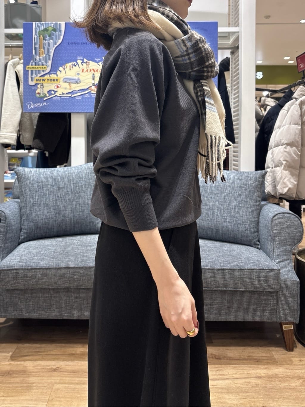 risaさんの「Dessin｜【洗える】ウールブレンド後ろボタンニット」を使ったコーディネート