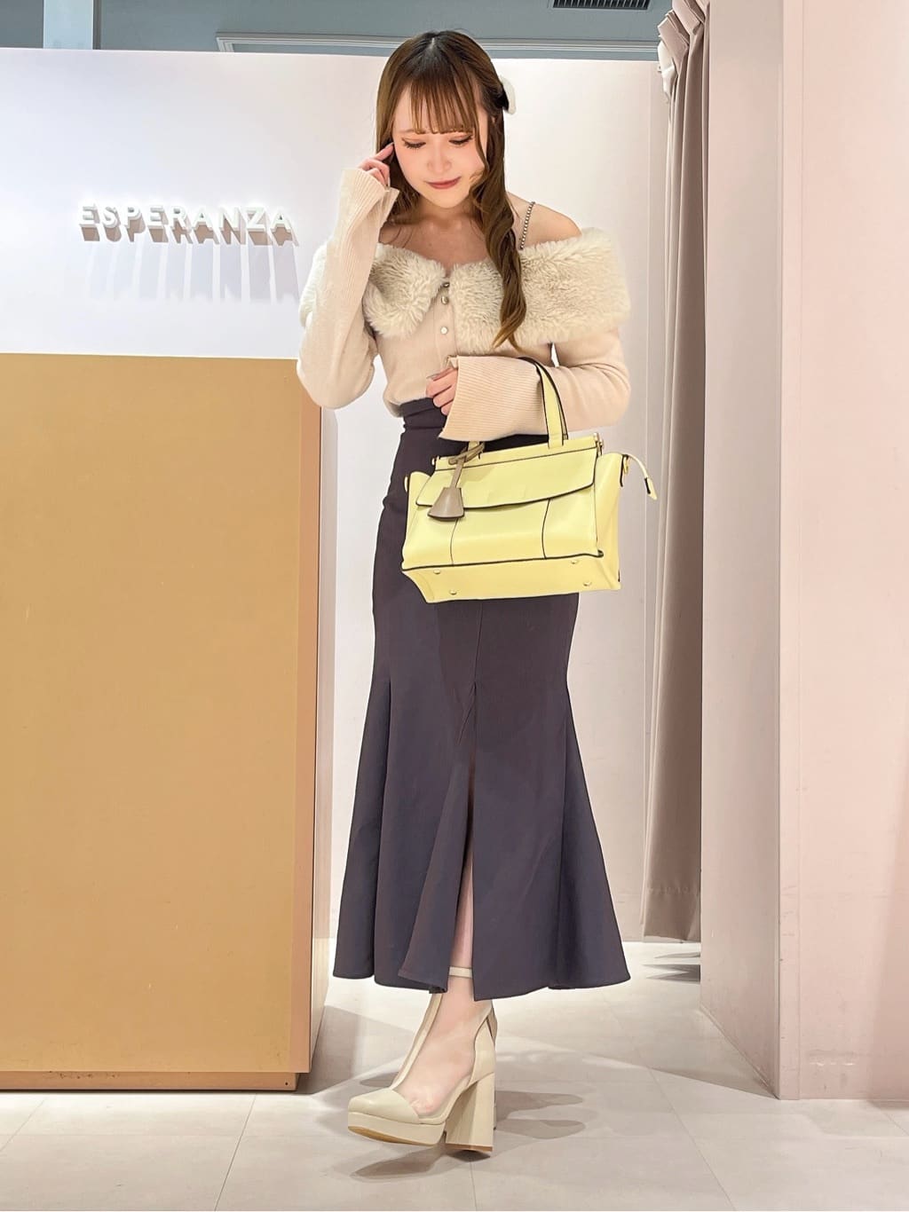 このかさんの「ESPERANZA｜ダブルフラップ2WAYハンドバッグ」を使ったコーディネート