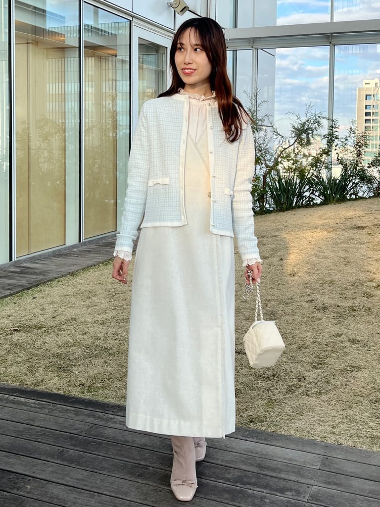 はばさんの「Couture brooch｜【ハレの日・通勤】フリンジツイードジャンスカ」を使ったコーディネート