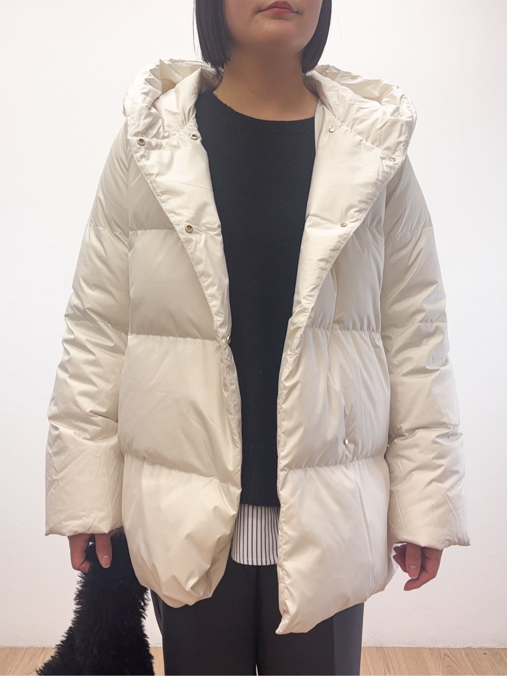 Takeさんの「OPAQUE.CLIP｜撥水フードミドルダウンコート【防風／抗菌防臭／洗濯機OK】《S～LL》」を使ったコーディネート