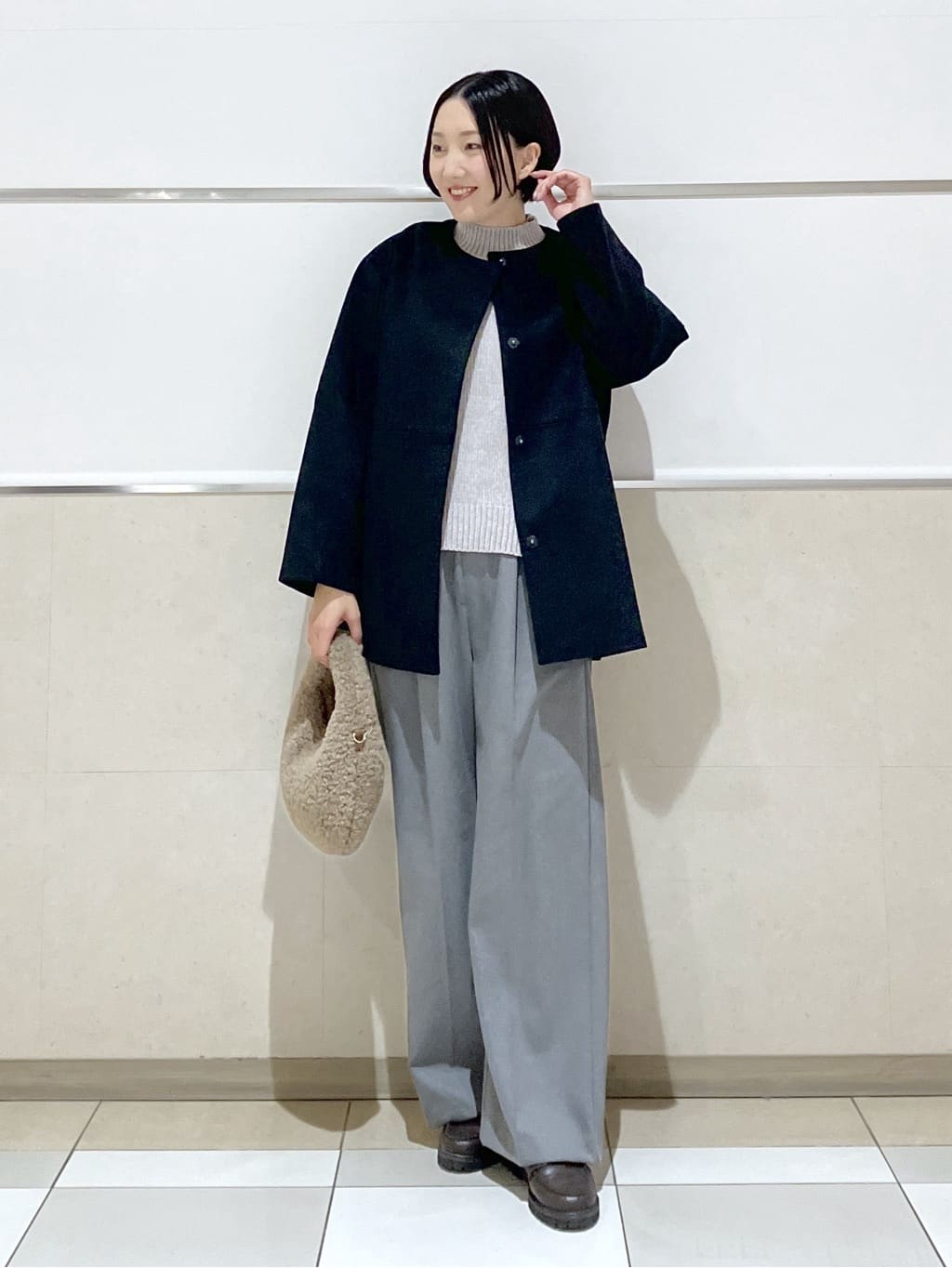 eriko さんの「Dessin｜ウール混クルーネックコート」を使ったコーディネート