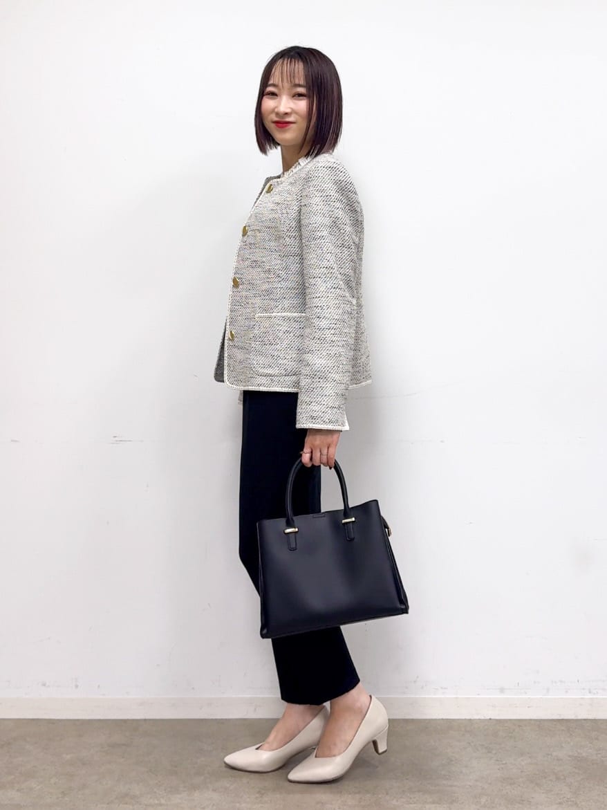 𝐜𝐡𝐢𝐤𝐚さんの「SHOO･LA･RUE｜【S-3L】オンとオフで印象が変わる ライトツイードジャケット」を使ったコーディネート