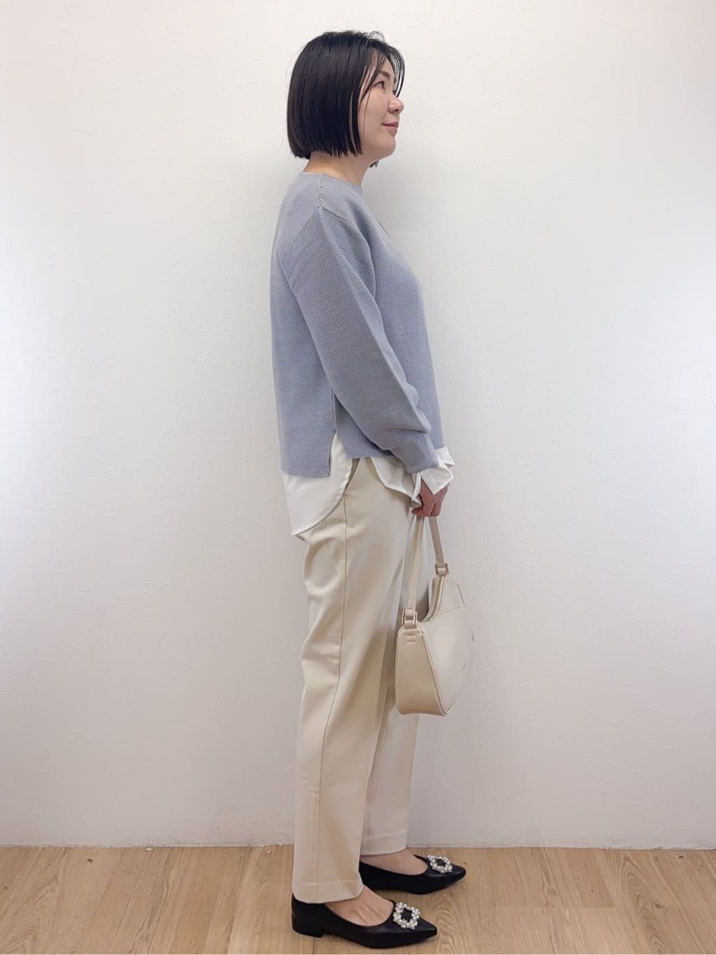 Takeさんの「OPAQUE.CLIP｜ラメガーターボートネックニット【洗濯機OK】」を使ったコーディネート