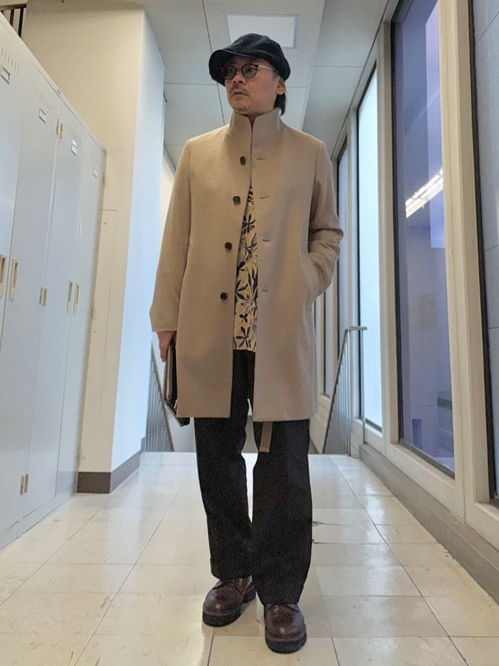 MAKOTO AIさんの「TAKEO KIKUCHI｜【ウールカシミヤブレンド】ビーバー調 スタンドカラー コート」を使ったコーディネート