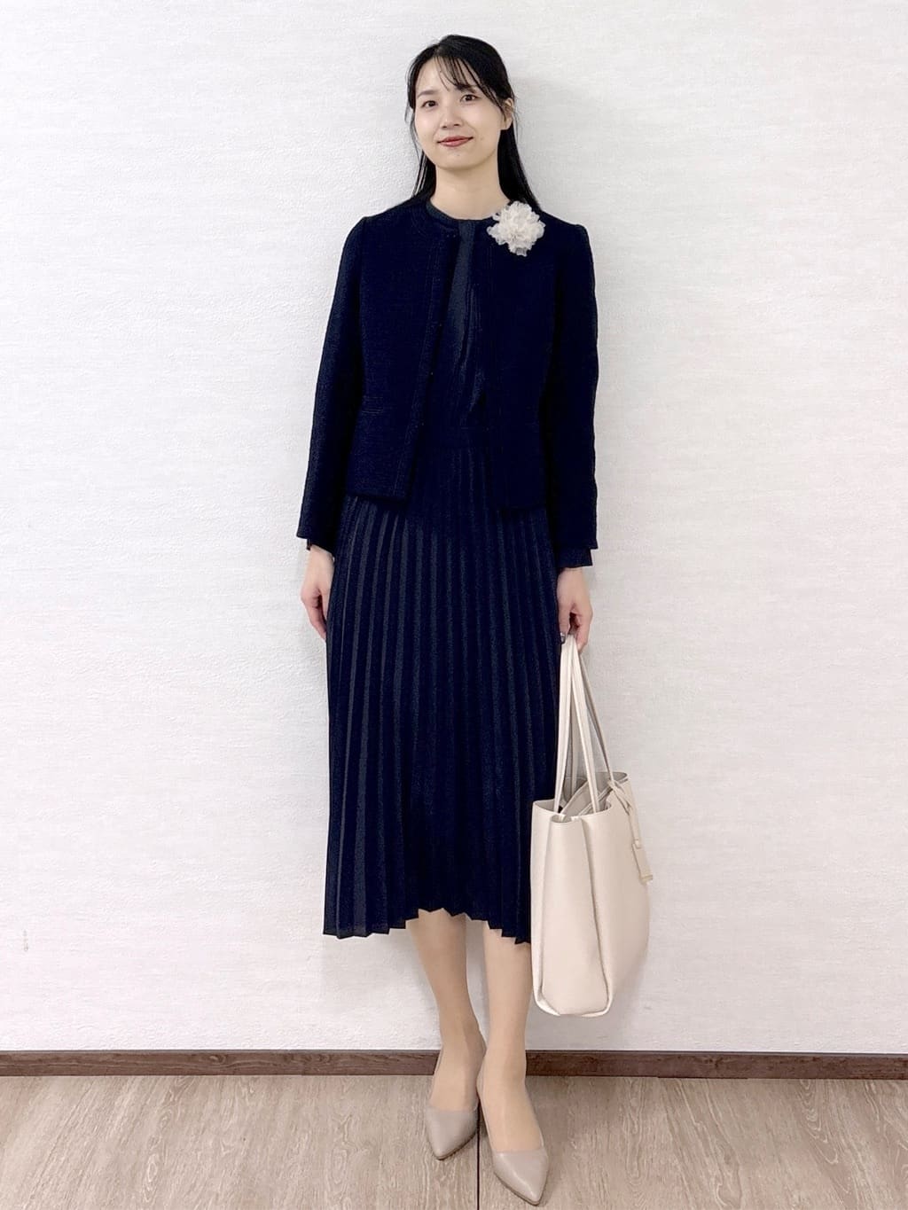 sachikoさんの「OPAQUE.CLIP｜《通勤対応》ジョーゼットプリーツワンピース【洗濯機OK】」を使ったコーディネート