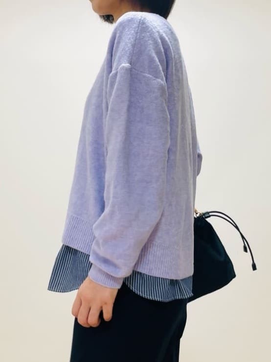 Riiさんの「Reflect｜【選べる5色／ゆったりシルエット】Vネックスパンコールニット」を使ったコーディネート