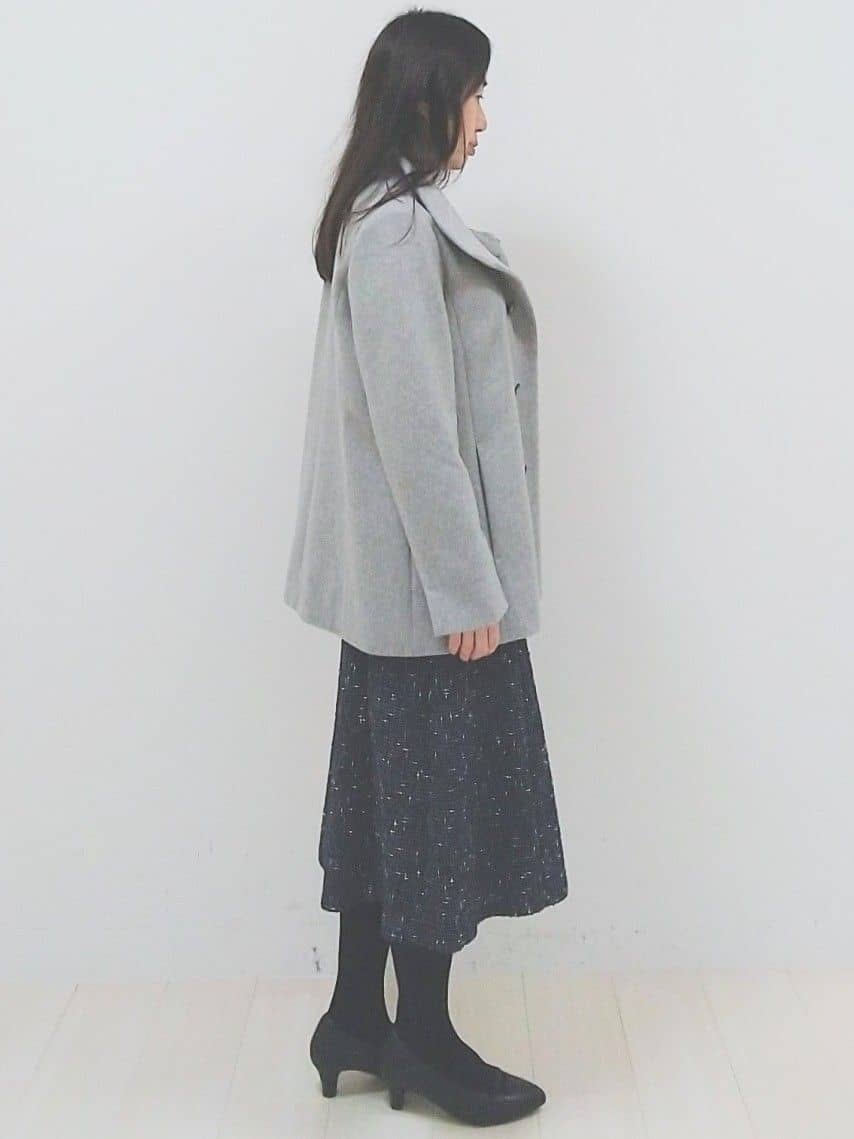 SANAさんの「Reflect｜【SS-4Lサイズ／衿が顔に当たらない◎】スタンドネックミドルコート」を使ったコーディネート