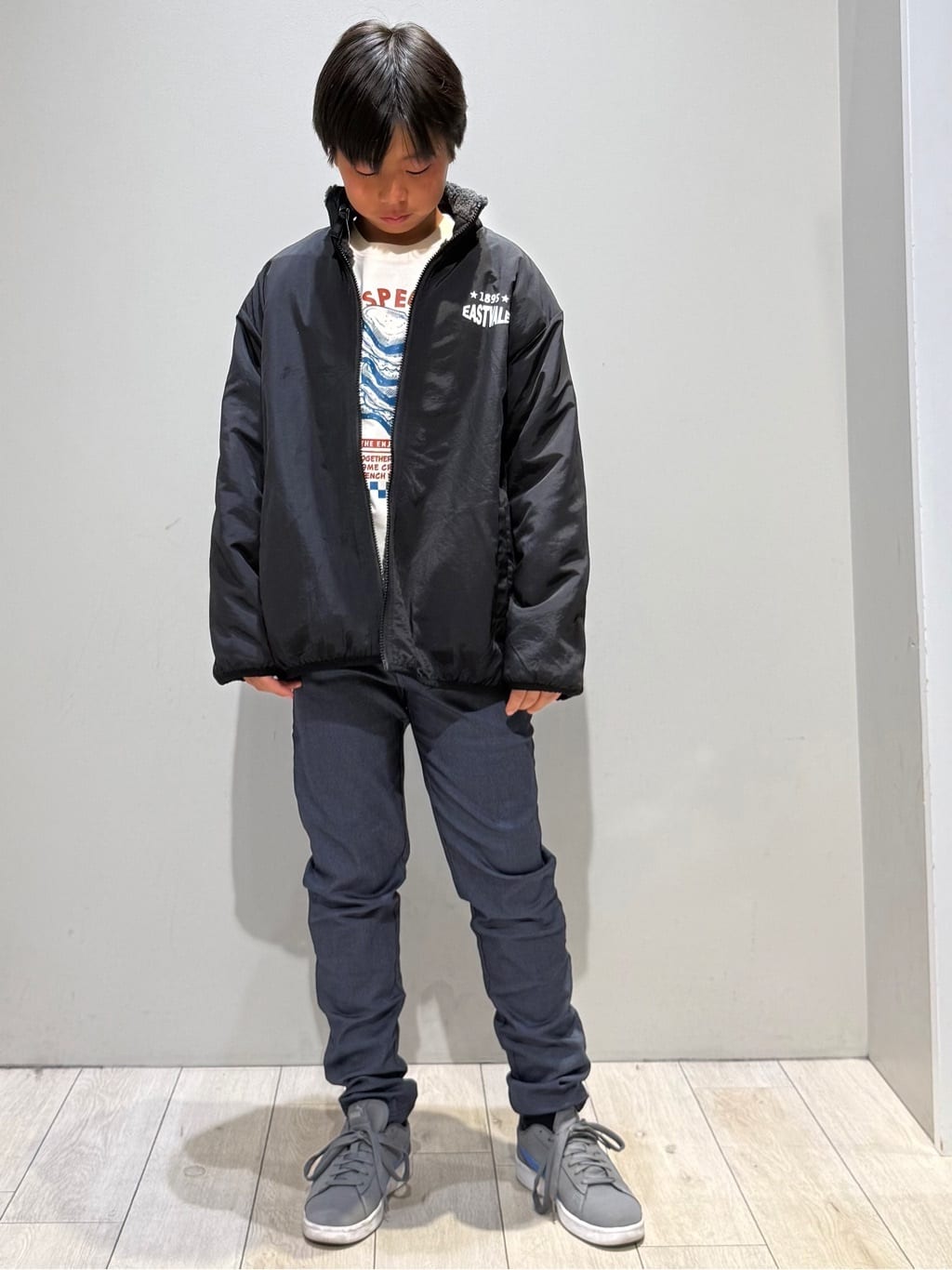 kuboさんの「THE SHOP TK｜【110－160】ボアリバーシブブルゾン/洗濯機OK」を使ったコーディネート