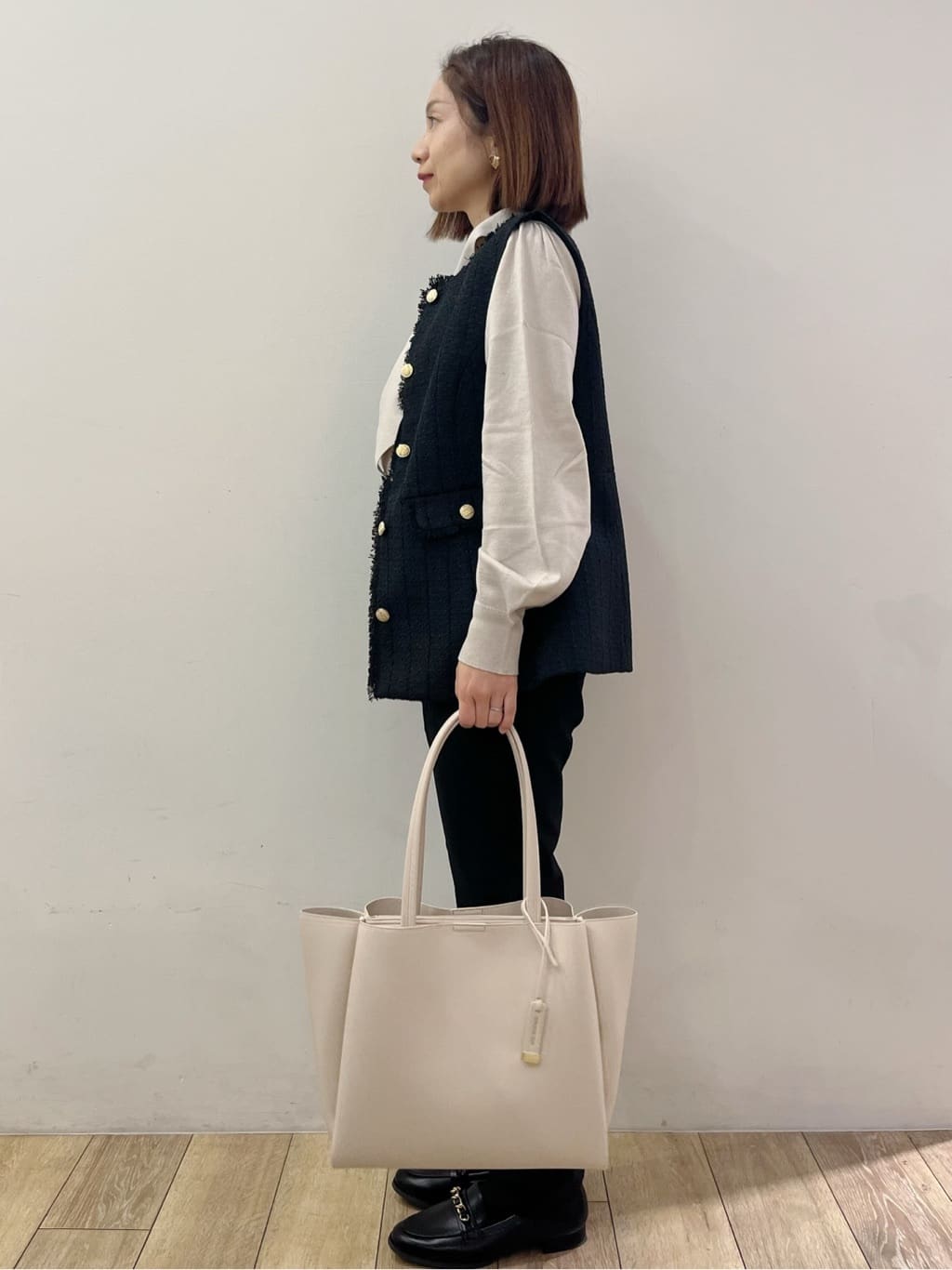 kcさんの「OPAQUE.CLIP｜ウォームストレッチテーパードパンツ【洗濯機OK／防シワ／吸湿発熱】《XS～3L》」を使ったコーディネート