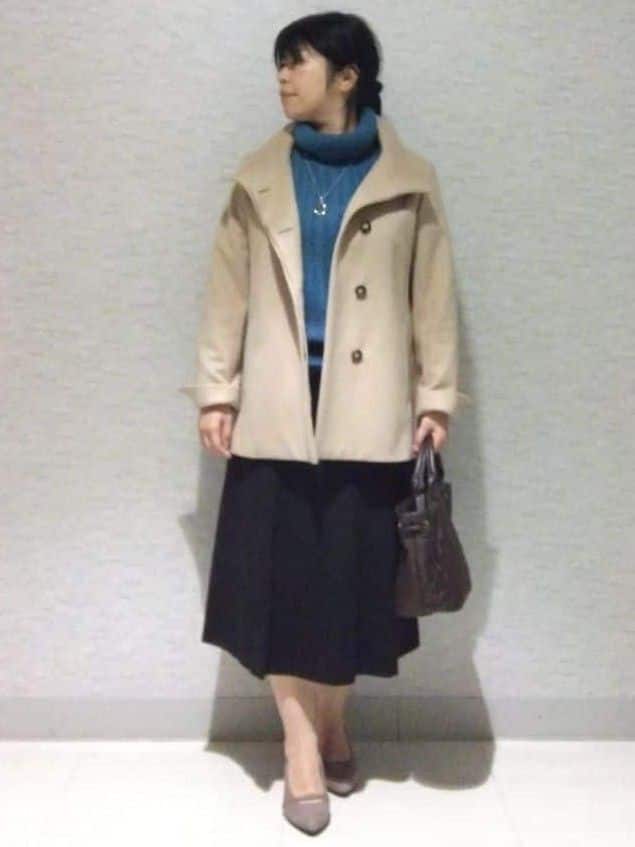 sakoさんの「Reflect｜【SS-4Lサイズ／衿が顔に当たらない◎】スタンドネックミドルコート」を使ったコーディネート