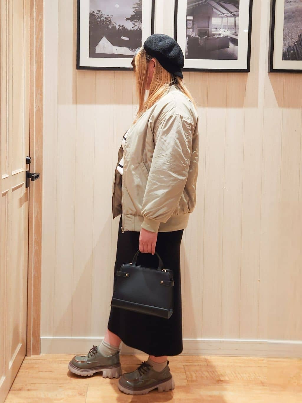 れーやんさんの「SHOO･LA･RUE｜【S-LL】大人も取り入れやすい BIGシルエット MA－1ブルゾン」を使ったコーディネート