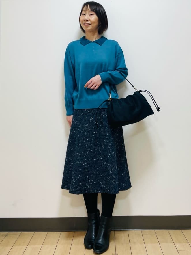 Riiさんの「Reflect｜【広がりすぎない／美シルエット◎】ツイードフレアスカート」を使ったコーディネート