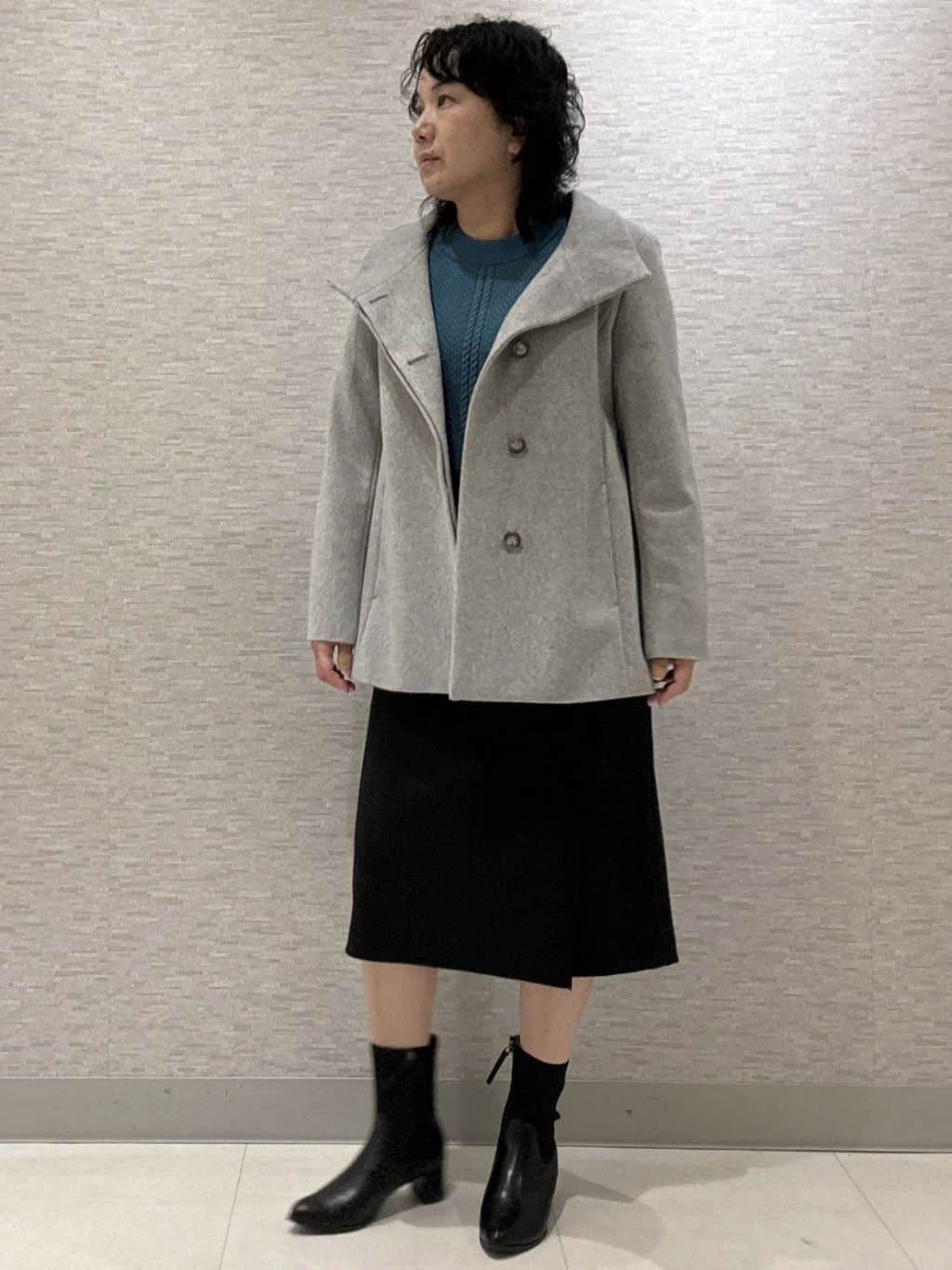 KOJIMAさんの「Reflect｜【SS-4Lサイズ／衿が顔に当たらない◎】スタンドネックミドルコート」を使ったコーディネート