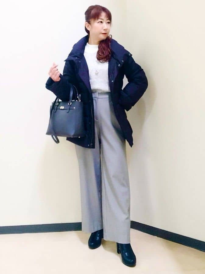 花さんの「Reflect｜【SS-4Lサイズ】フーデッドミドルダウンコート」を使ったコーディネート